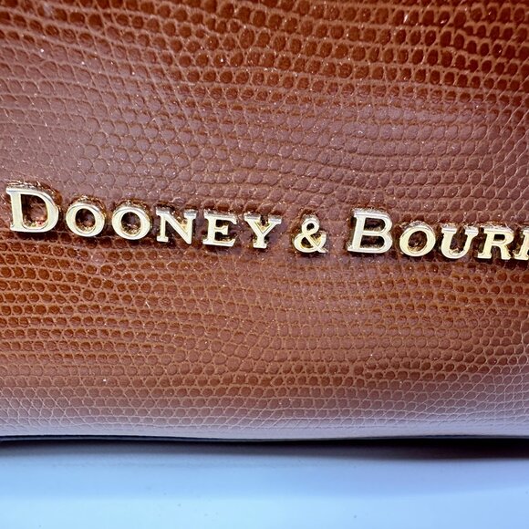 Dooney & Bourke Leather Drawstring Bucket Shoulder Bag Brown/Cream - Picture 6 of 14